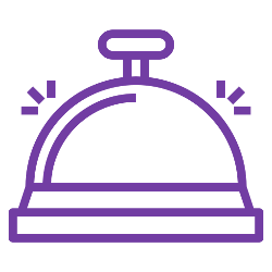 Icon einer runden, klingelnden Hotelklingel